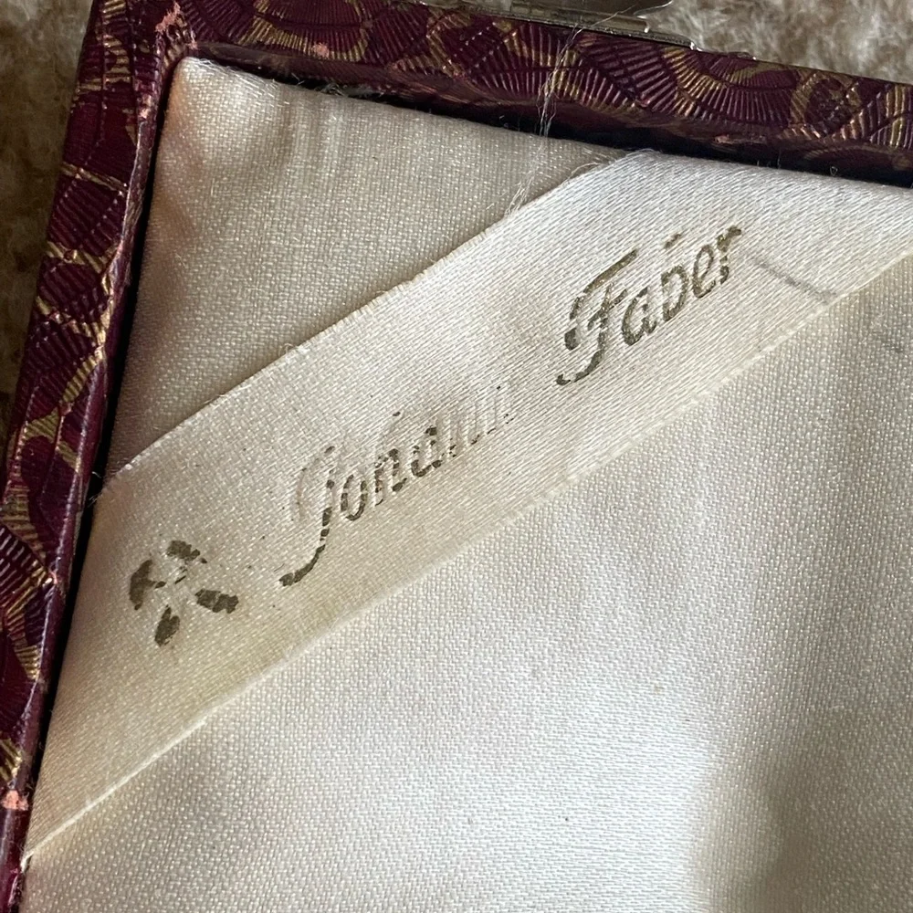 Johann Faber Art Deco Marble celluloid Dip pen pencil ink well desk set